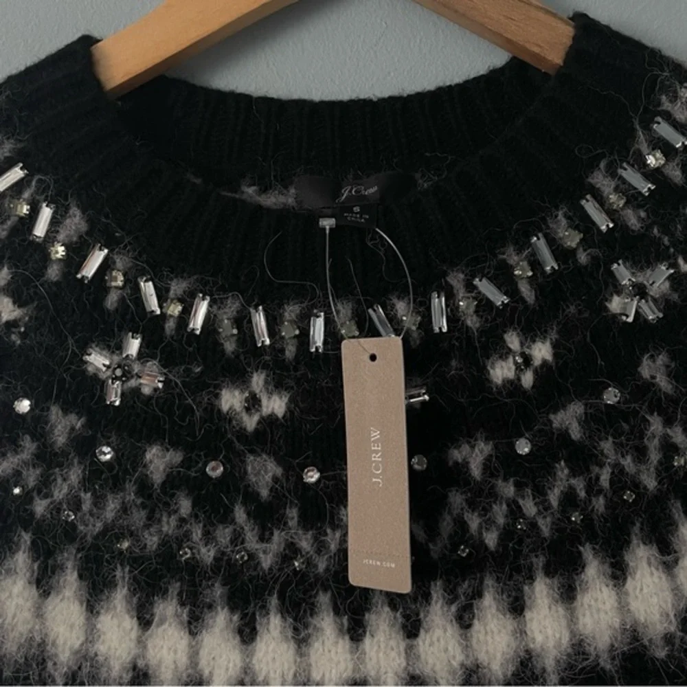 J. Crew Black and White Nordic Yoke Sweater
